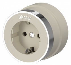 Розетка с заземлением Werkel Vintage (слоновая кость матовый/хром) W5871055 в интернет-магазине "Галерея света"