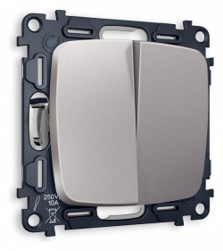 Выключатель проходной двухклавишный без рамки Ambrella Volt OMEGA MO503020 в интернет-магазине "Галерея света"