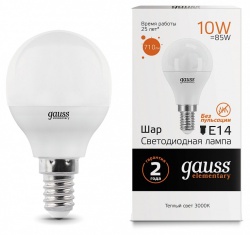 Лампа светодиодная Gauss LED Elementary Globe E14 10Вт 3000K 53110 в интернет-магазине "Галерея света"