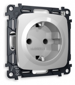 Розетка с заземлением и со шторкой, без рамки Ambrella Volt OMEGA MO407010 в интернет-магазине "Галерея света"