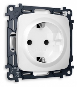 Розетка с заземлением и со шторкой, без рамки Ambrella Volt OMEGA MO127010 в интернет-магазине "Галерея света"