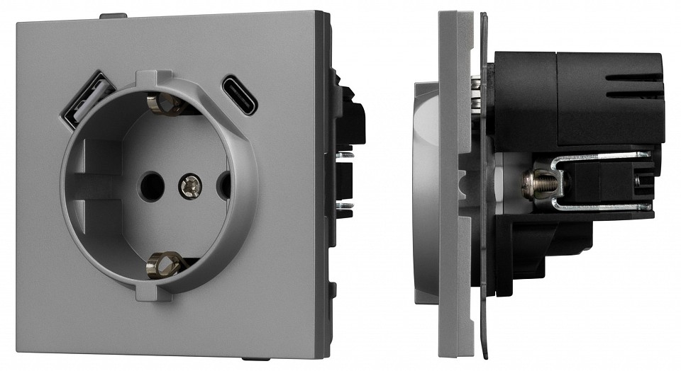 Розетка 2хUSB type A и C без рамки Arlight SCT-TENDO 054088 в интернет-магазине "Галерея света"