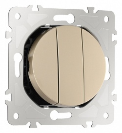 Выключатель трехклавишный без рамки Arte Milano 202 202.30-3.shampan в интернет-магазине "Галерея света"