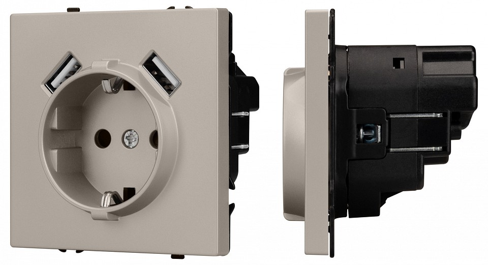 Розетка с заземлением и 2хUSB type A, без рамки Arlight SCT-NOBE 059442 в интернет-магазине "Галерея света"