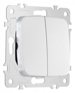 Выключатель проходной двухклавишный без рамки Arte Milano 205 205.32-2.silver в интернет-магазине "Галерея света"