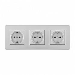 Розетка с заземлением и со шторкой Arte Milano SET16-3 SET16-3-40-1x3 silver в интернет-магазине "Галерея света"