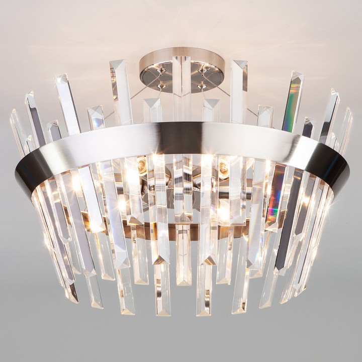 Светильник на штанге TK Lighting Steccato 10111/5 сатин-никель/прозрачный хрусталь Strotskis в интернет-магазине "Галерея света"