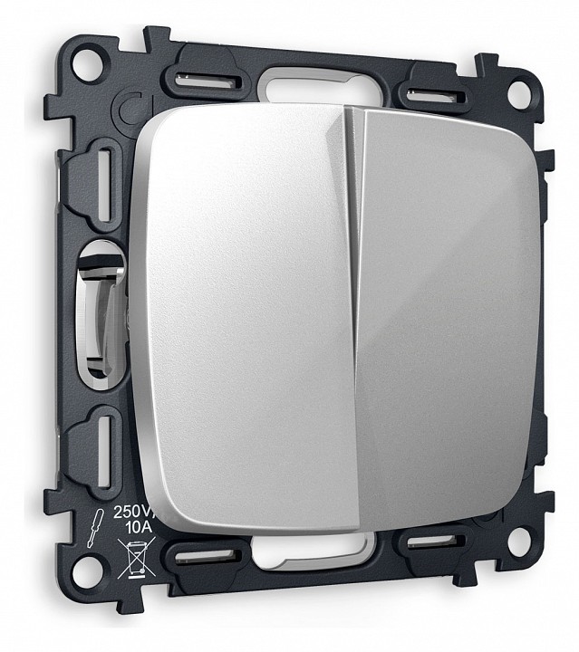 Выключатель двухклавишный без рамки Ambrella Volt OMEGA MO403010 в интернет-магазине "Галерея света"