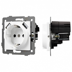 Розетка с заземлением и 2хUSB type A, без рамки Arlight SCT 049818 в интернет-магазине "Галерея света"