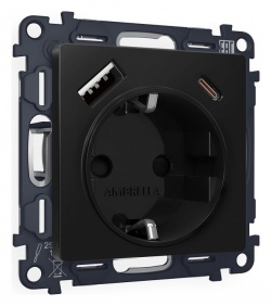 Розетка с заземлением и 2хUSB type A и C, без рамки Ambrella Volt ALFA MA810010 в интернет-магазине "Галерея света"