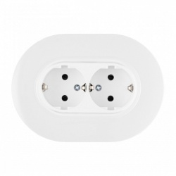 Розетка двойная с заземлением и со шторкой Arte Milano SET08-2 SET08-double-40-2 white в интернет-магазине "Галерея света"