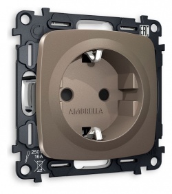 Розетка с заземлением и со шторкой, без рамки Ambrella Volt OMEGA MO637010 в интернет-магазине "Галерея света"