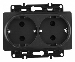 Розетка двойная с заземлением, без рамки Arte Milano am-217 217.40-2.black в интернет-магазине "Галерея света"