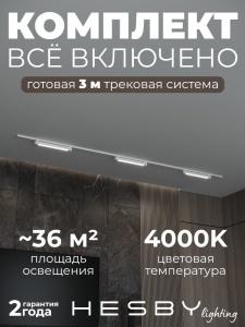 Комплект трековый Hesby Lighting №1 однофазная накладная Skylite HSBL_kompl_S001_NI3W4K_01 в интернет-магазине "Галерея света"