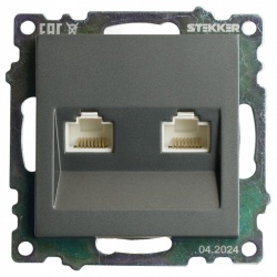 Розетка двойная Ethernet RJ-45 без рамки Stekker Катрин 50008 в интернет-магазине "Галерея света"