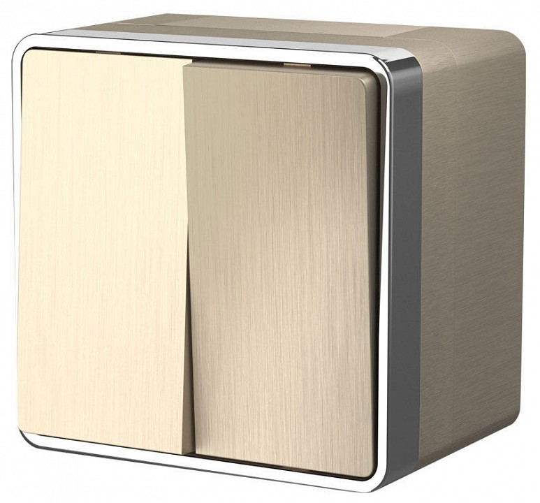 Выключатель двухклавишный влагозащищенный Werkel Gallant (шампань рифленый) W5020210 в интернет-магазине "Галерея света"