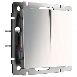 Выключатель проходной двухклавишный без рамки Werkel глянцевый никель W1122002 в интернет-магазине "Галерея света"