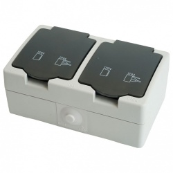 Розетка влагозащищенная с заземлением и крышкой Stekker Велена 32754 в интернет-магазине "Галерея света"