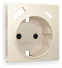 Накладка для розетки с заземлением и со шторками и 2хUSB type A и C Ambrella Volt ALFA AP3300 в интернет-магазине "Галерея света"