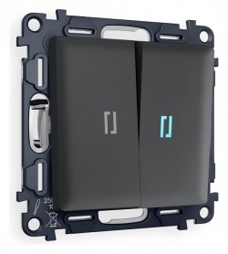 Выключатель двухклавишный с подсветкой без рамки Ambrella Volt ALFA MA904020 в интернет-магазине "Галерея света"