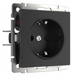 Розетка с заземлением и со шторками, без рамки Werkel черный матовый W1171108 в интернет-магазине "Галерея света"