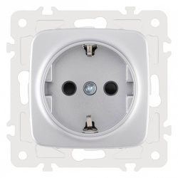 Розетка с заземлением и со шторкой, без рамки Arte Milano am-205 205.40-1.silver в интернет-магазине "Галерея света"