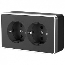 Розетка двойная с заземлением Werkel Gallant (черный/хром) W5072135 в интернет-магазине "Галерея света"