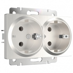 Розетка двойная с заземлением, без рамки Werkel перламутровый рифленый W1172013 в интернет-магазине "Галерея света"