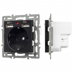 Розетка с заземлением и 2хUSB type A, без рамки Arlight SCT 043734 в интернет-магазине "Галерея света"