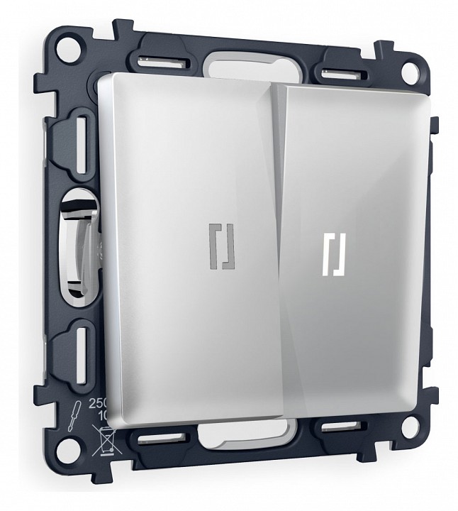 Выключатель двухклавишный с подсветкой без рамки Ambrella Volt ALFA MA404015 в интернет-магазине "Галерея света"