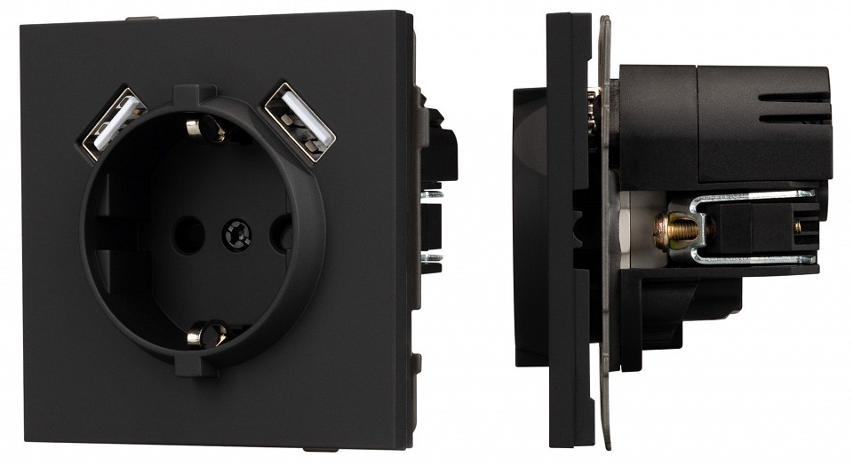 Розетка с заземлением и 2хUSB type A, без рамки Arlight SCT-TENDO 054603 в интернет-магазине "Галерея света"