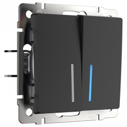 Выключатель двухклавишный с подсветкой без рамки Werkel черный матовый W1120108 в интернет-магазине "Галерея света"