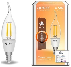 Лампа светодиодная с управлением через Wi-Fi Gauss Smart Home E14 4.5Вт 2700K 1260112 в интернет-магазине "Галерея света"