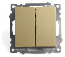 Выключатель двухклавишный без рамки Stekker Катрин 49216 в интернет-магазине "Галерея света"