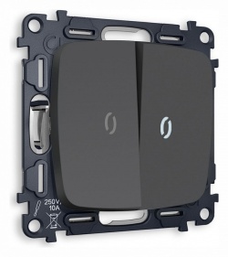 Выключатель проходной двухклавишный с подсветкой без рамки Ambrella Volt OMEGA MO904035 в интернет-магазине "Галерея света"