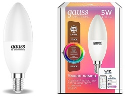 Лампа светодиодная с управлением через Wi-Fi Gauss Smart Home E14 5Вт 2700-6500K 1190112 в интернет-магазине "Галерея света"