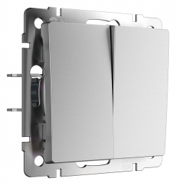 Выключатель двухклавишный без рамки Werkel серебряный матовый W1120065 в интернет-магазине "Галерея света"