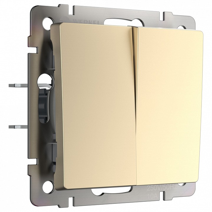 Выключатель двухклавишный без рамки Werkel шампань W1120011 в интернет-магазине "Галерея света"