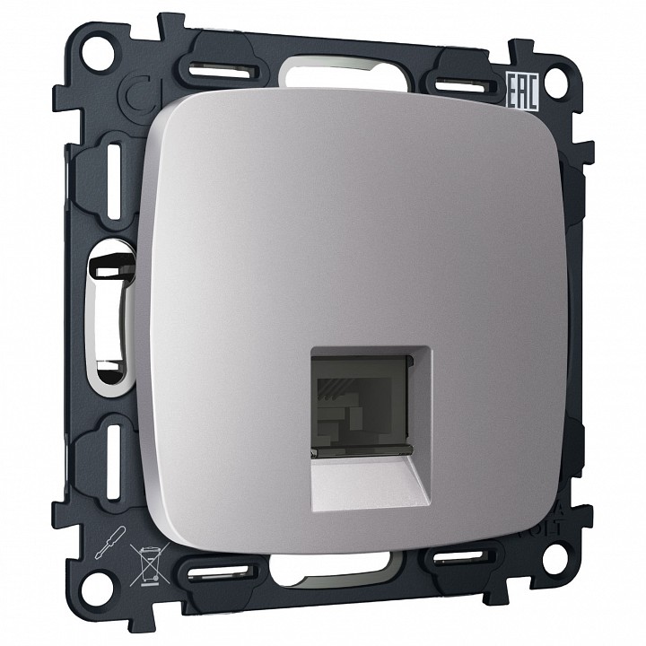 Розетка Ethernet RJ-45 и со шторками, без рамки Ambrella Volt OMEGA MO512005 в интернет-магазине "Галерея света"