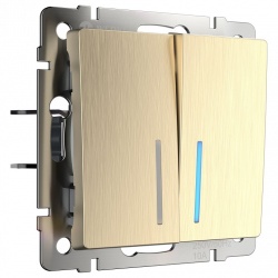 Выключатель проходной двухклавишный с подсветкой без рамки Werkel шампань рифленый W1122110 в интернет-магазине "Галерея света"