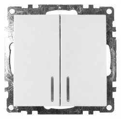 Выключатель двухклавишный с подсветкой без рамки Stekker Катрин 39301 в интернет-магазине "Галерея света"
