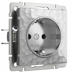 Розетка с заземлением, без рамки Werkel Hammer серебряный W1271006 в интернет-магазине "Галерея света"