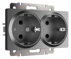 Розетка двойная с заземлением, без рамки Werkel графит матовый W1172064 в интернет-магазине "Галерея света"