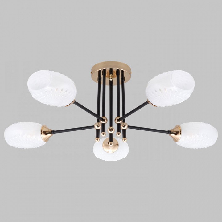 Люстра на штанге Imex MD.4144 MD.4144-5-S-BK+FGD в интернет-магазине "Галерея света"