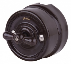 Выключатель на 4 положения двухклавишный без рамки Werkel Ретро (коричневый) W5620014 в интернет-магазине "Галерея света"