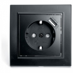 Розетка с заземлением и со шторкой и USB Stekker Эрна 39480 в интернет-магазине "Галерея света"