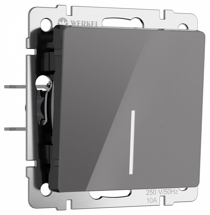 Выключатель проходной одноклавишный с подсветкой без рамки Werkel графит акрил W1112144 в интернет-магазине "Галерея света"