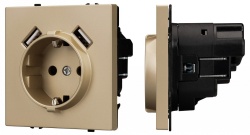 Розетка с заземлением и со шторкой и 2хUSB type A, без рамки Arlight NOBE 054290(1) в интернет-магазине "Галерея света"