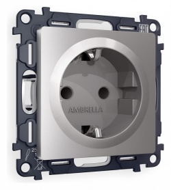 Розетка с заземлением и со шторкой, без рамки Ambrella Volt ALFA MA507010 в интернет-магазине "Галерея света"