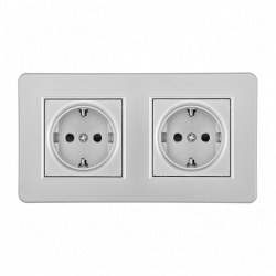 Розетка с заземлением и со шторкой Arte Milano SET16-2 SET16-2-40-1x2 silver в интернет-магазине "Галерея света"